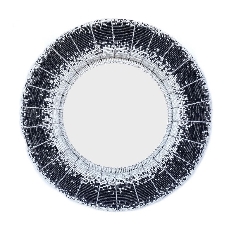 Mirror - Beaded Wirework - Grey Round Large
