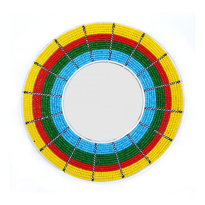 Mirror - Beaded Wirework - Multicolour Round Small