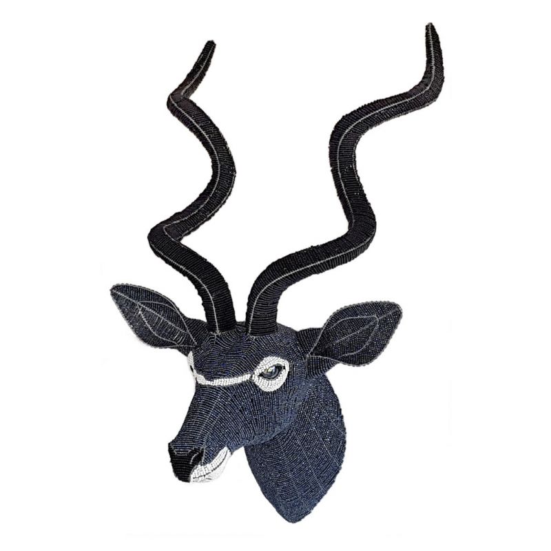 Kudu - Bead Trophy Head - Grey/White