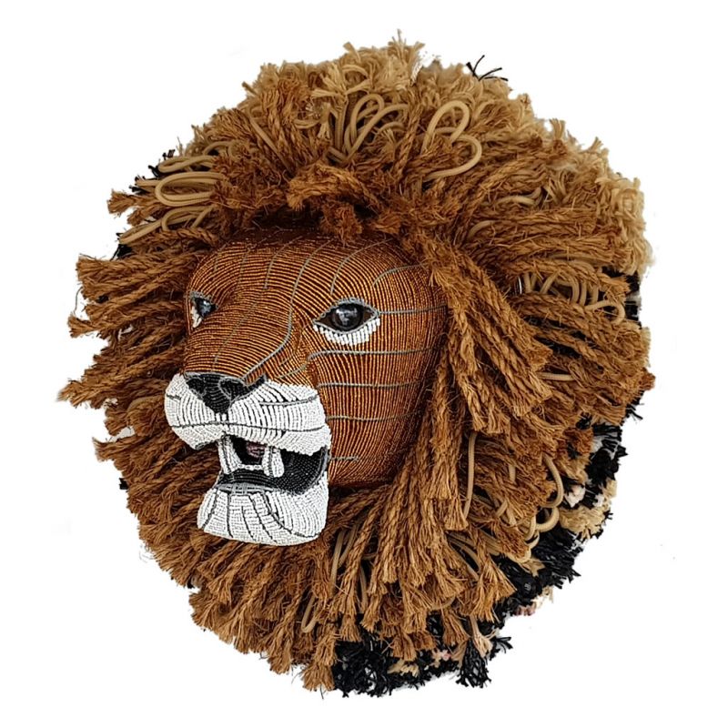 Lion - Bead Trophy Head - Gold Rope Mane