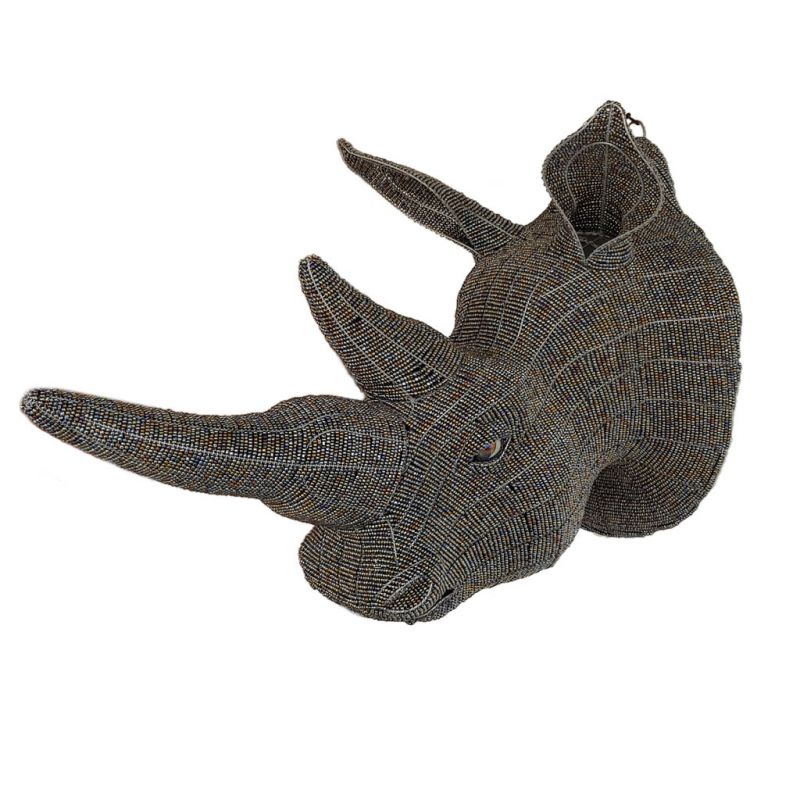 Rhinoceros - Bead Trophy Head - Grey