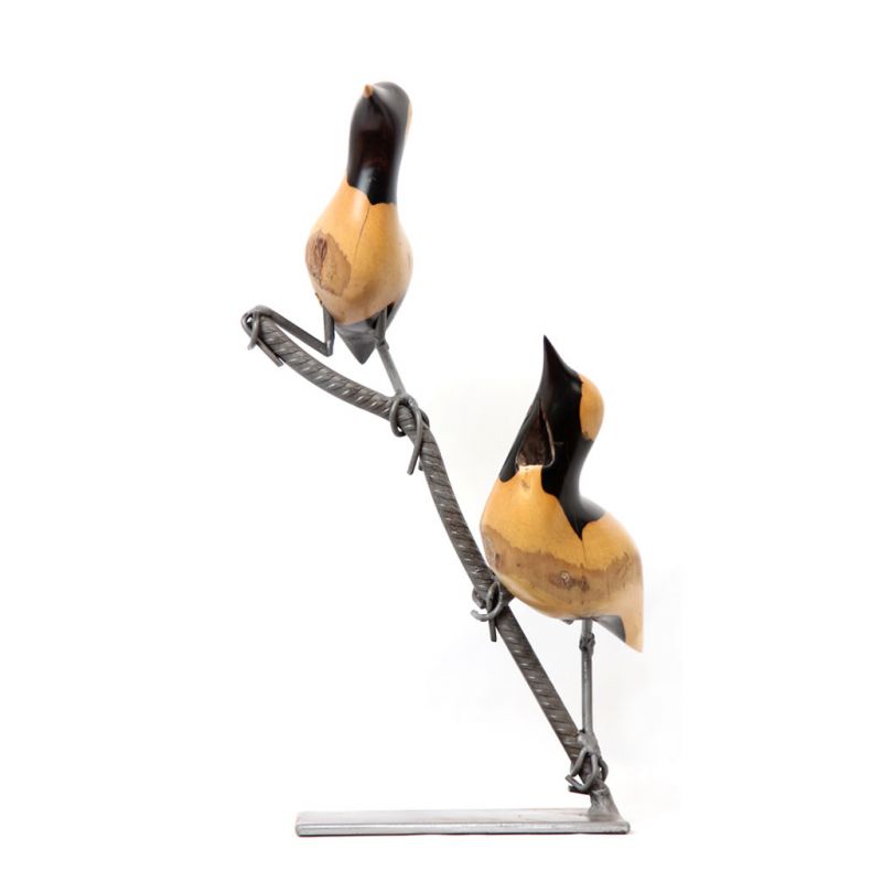 Birds on Branch - Ebony Wood - Small