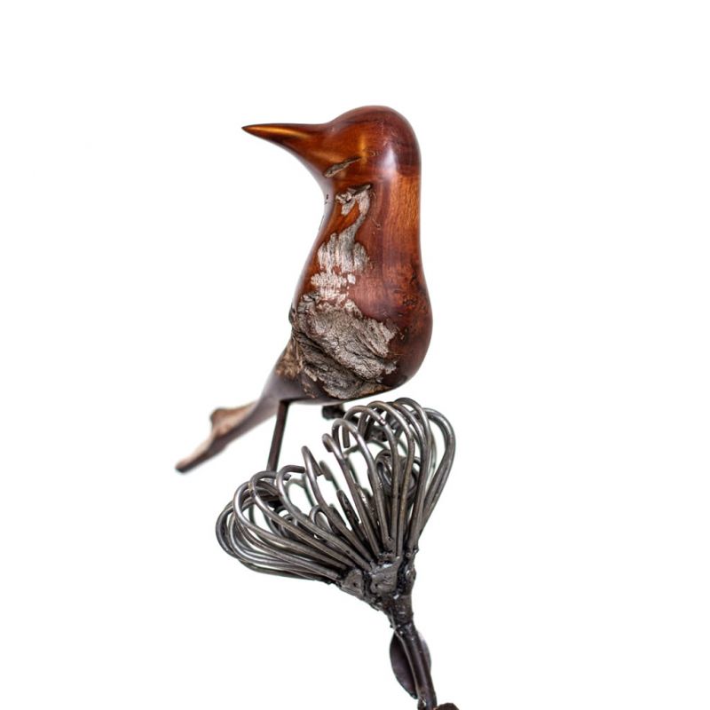 Bird on Protea - Mopane Wood and Wire - Small