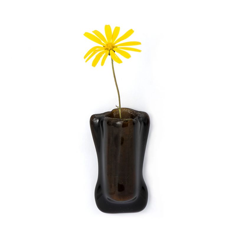 Fridge Magnet Vase - Brown Glass