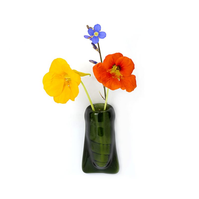 Fridge Magnet Vase - Green Glass