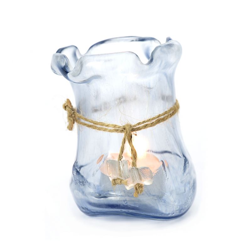 Candleholder/Vase - Recycled Glass - Clear Blue