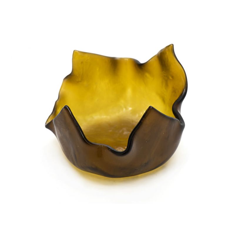 Wave Edge Candleholder - Recycled Glass - Brown