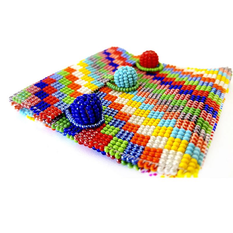Bracelet - Woven Bead - Wide Bright Squares