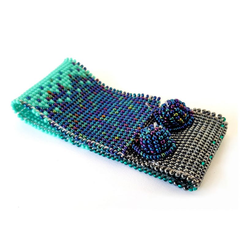Bracelet - Woven Bead - Narrow Shaded Blue
