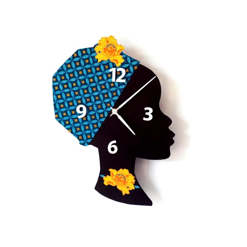Clock - Wall Mounted - Turquoise Orange Flower Bling