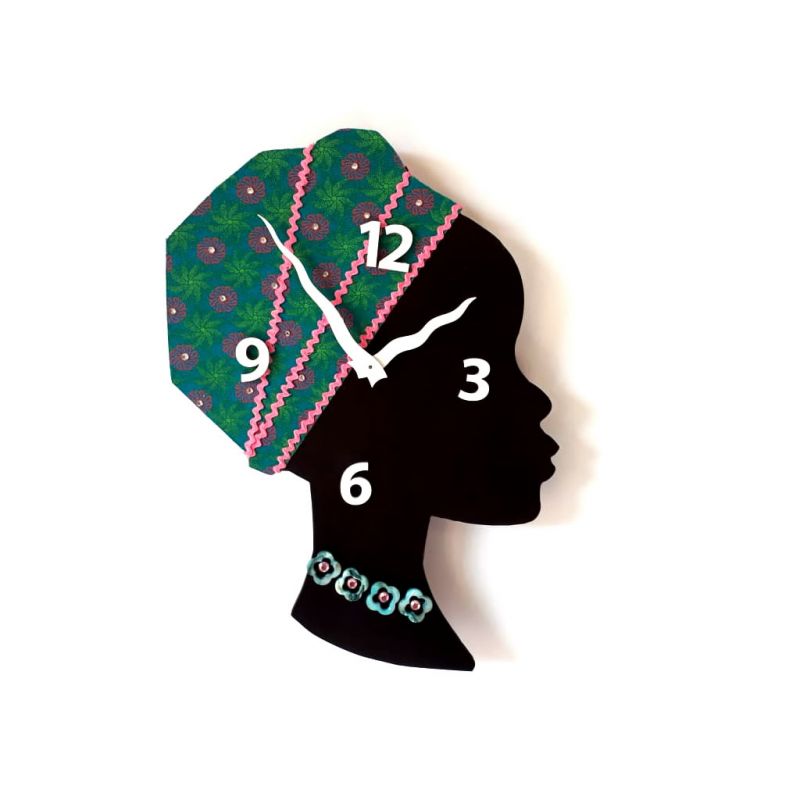 Clock - Wall Mounted - Turquoise / Pink Rick Rack