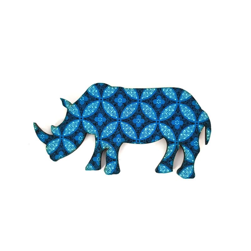 Fridge Magnet - Rhinoceros - Blue