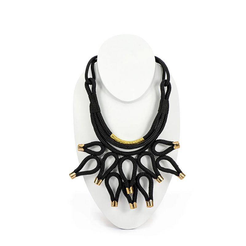 Necklace - Kitoko - Black Rope - Gold