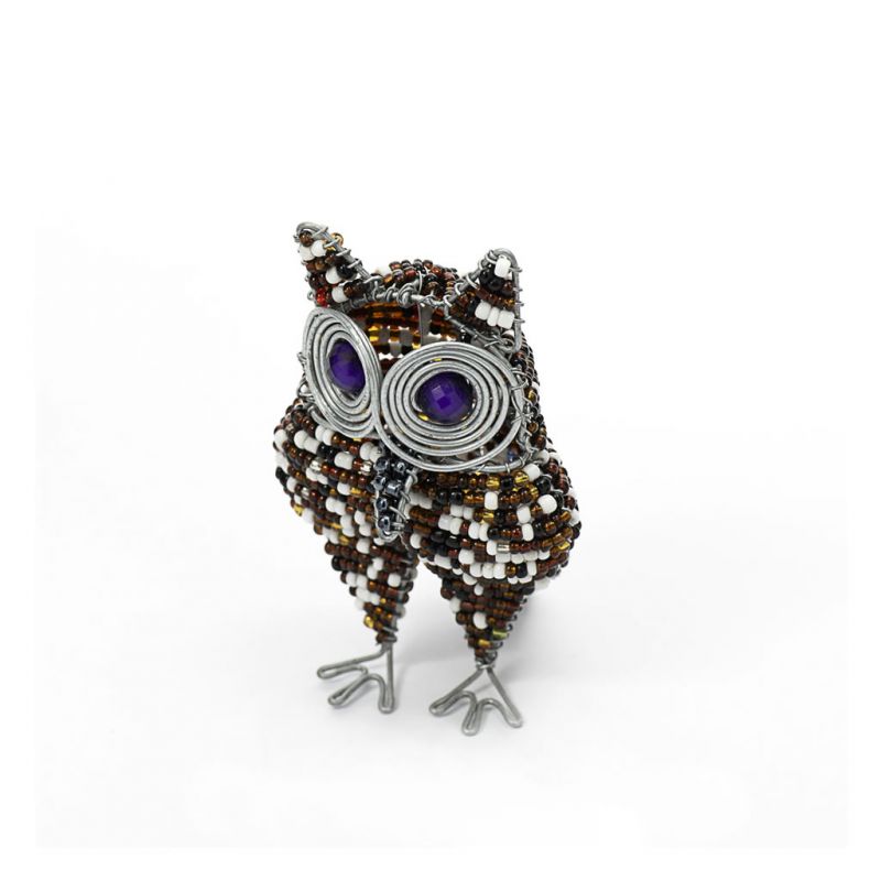 Owl - Bead & Wire - Small Brown