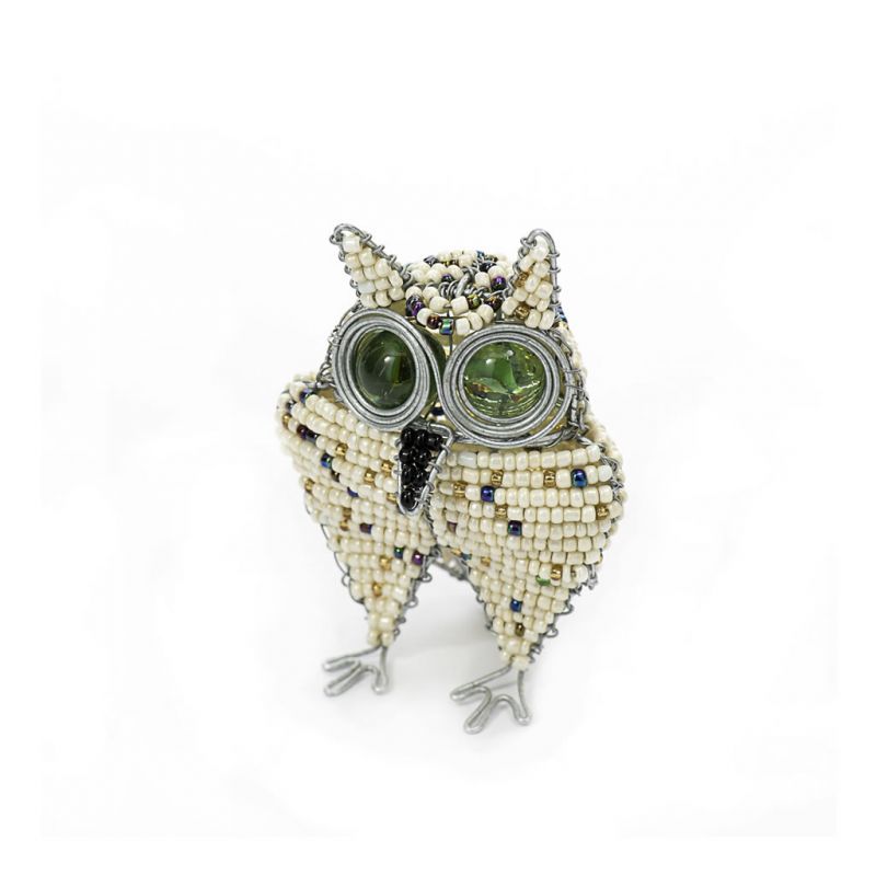 Owl - Bead & Wire - Small White