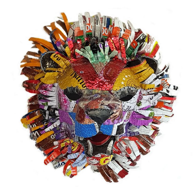 Lion - Trophy Head - Colourful Patchwork