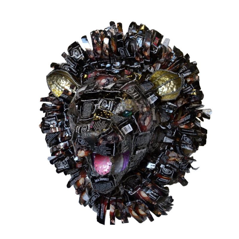 Lion - Trophy Head - Black Recycled Metal 