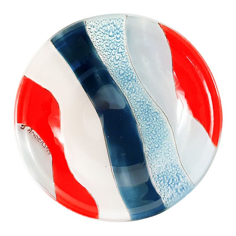 Glass Bowl - Abstract - Blue Red