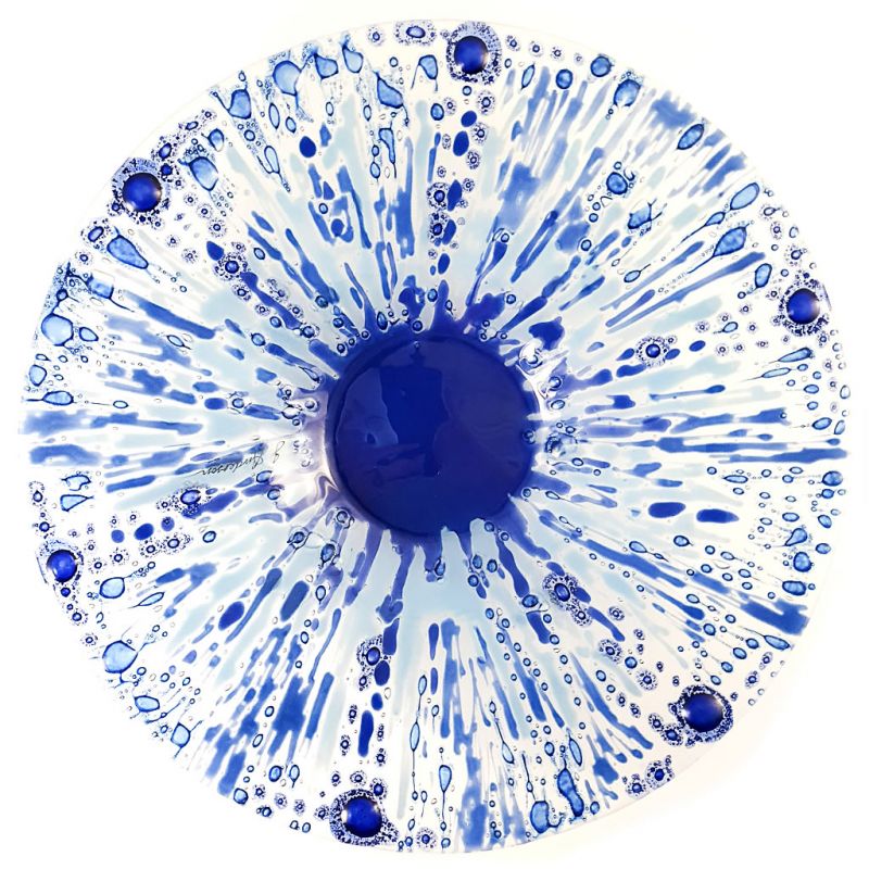 Glass Bowl - Blue Freestyle Splash - Large  