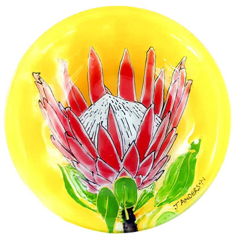 Glass Bowl - Protea on Yellow