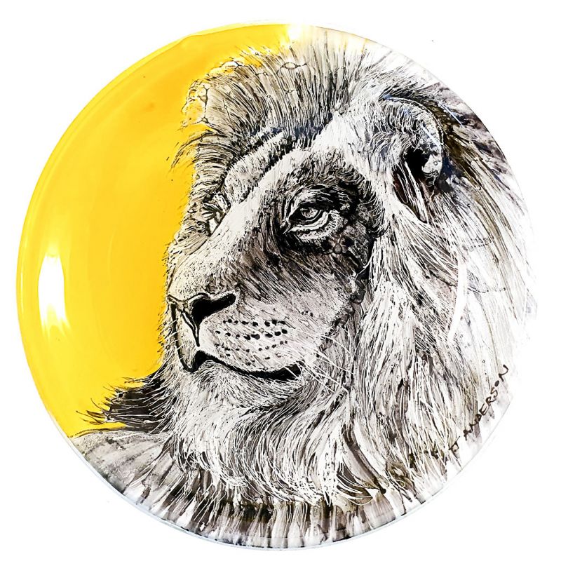 Glass Bowl - Lion on Yellow