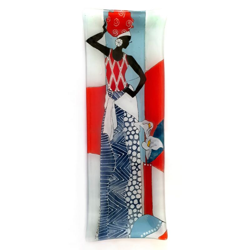 Glass Platter - Lady in Red