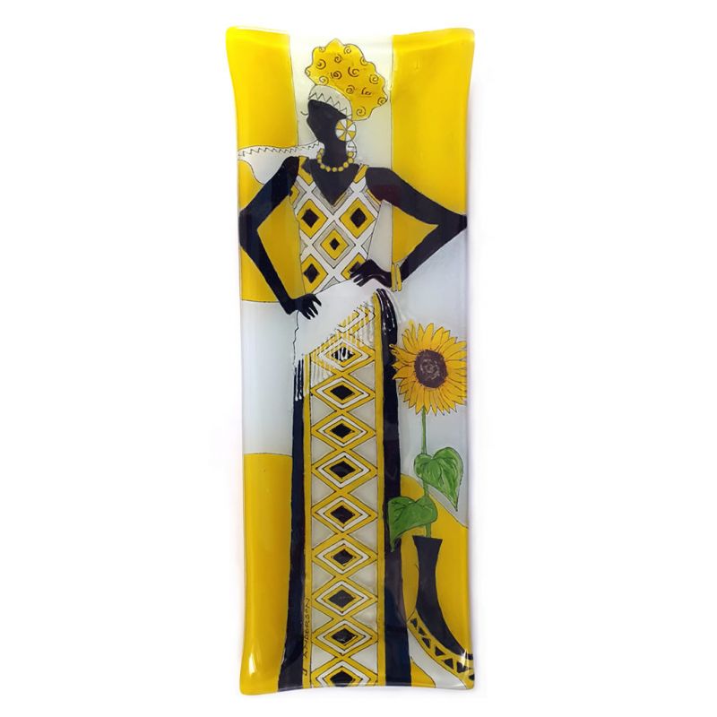 Glass Platter - Lady in Yellow