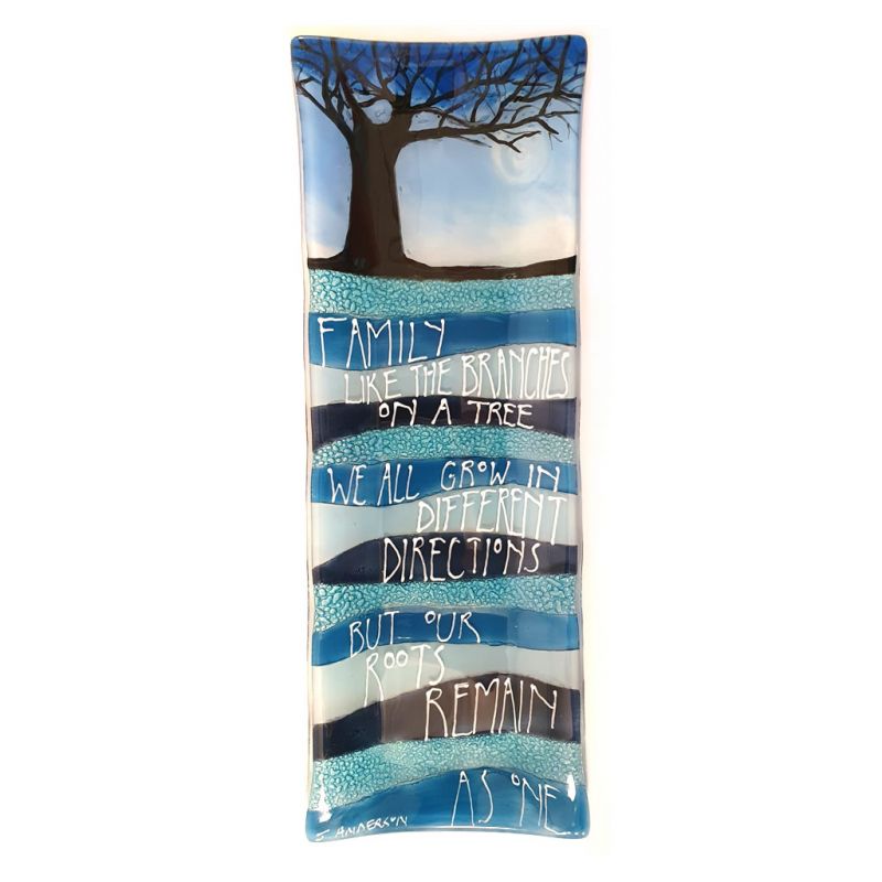 Glass Platter - Family Tree - Blue