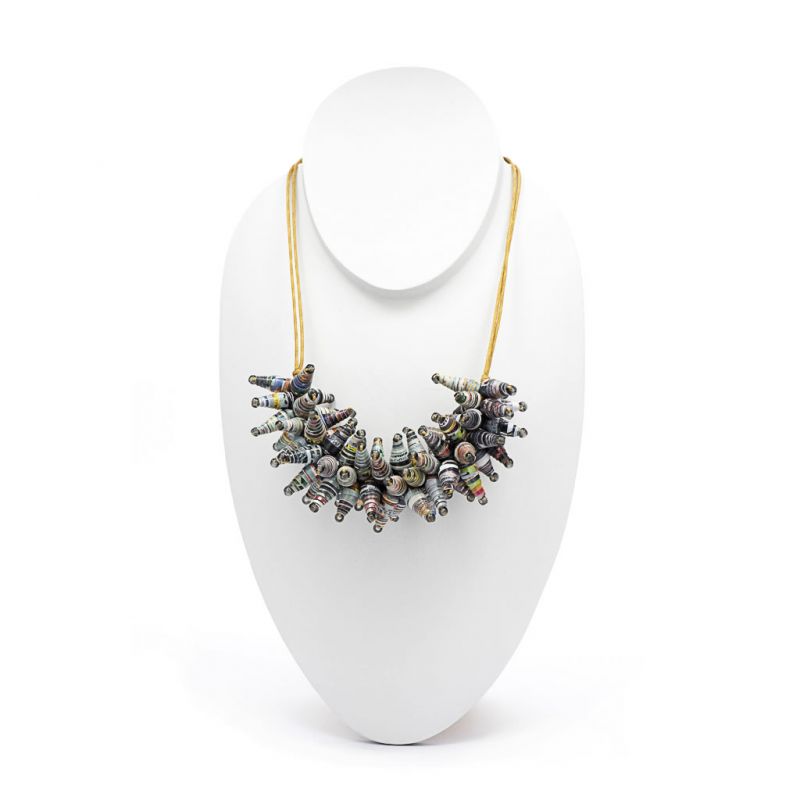 Necklace - Recycled Paper Bead Cluster