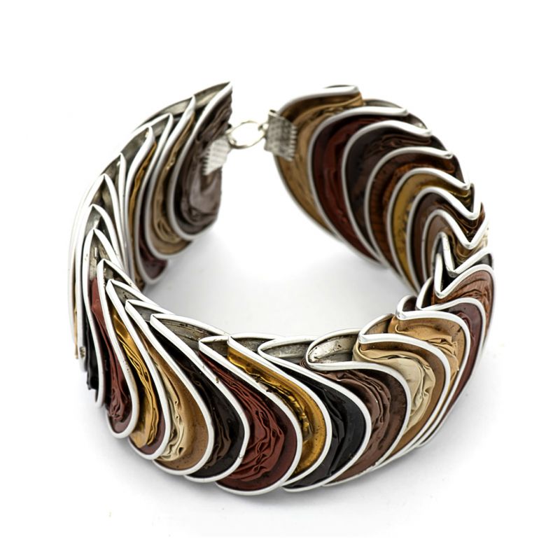 Bracelet - Recycled Coffee Pod - Folded - Gold Brown