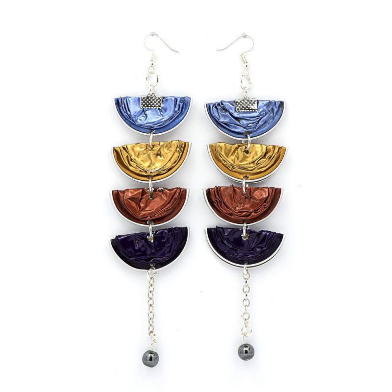 Earrings - Recycled Coffee Pods - Bright Half Moons