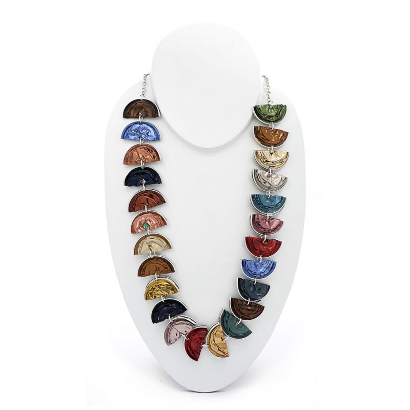 Necklace - Recycled Coffee Pods- Bright Half Moons