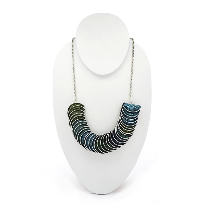 Necklace - Recycled Coffee Pods - Folded - Turquoise Green