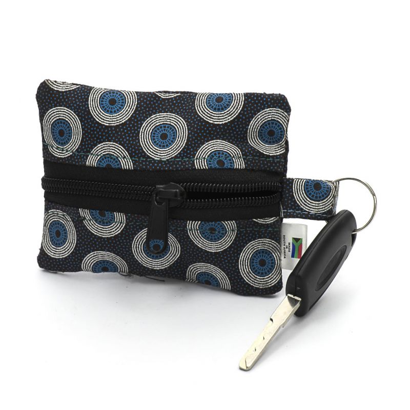 Keyring Purse - Shweshwe - Blue/Black