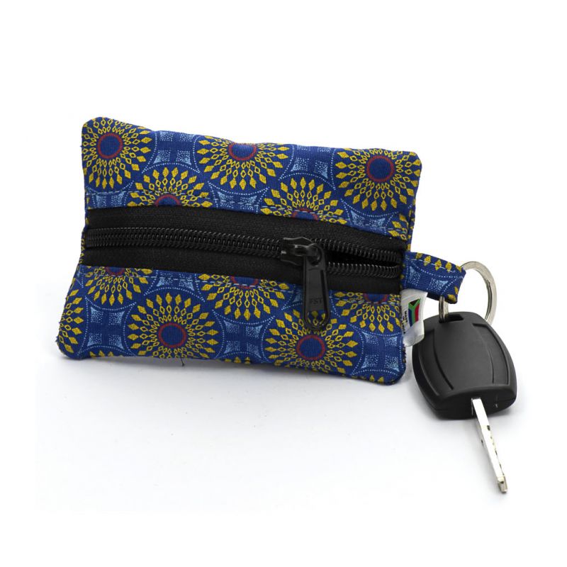 Keyring Purse - Shweshwe - Blue/Yellow