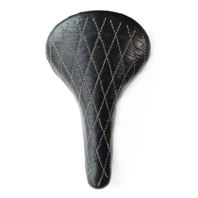 Leather Bicycle Saddle - Black Diamond