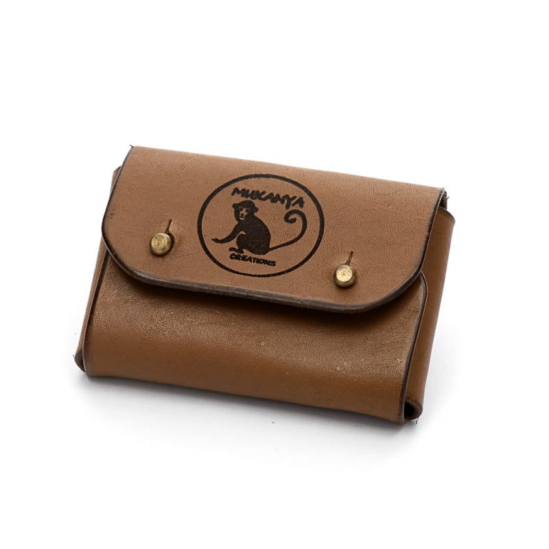 Leather Business Card Holder Wallet - Brown
