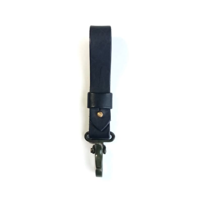 Leather Keyring - Army Clip Black
