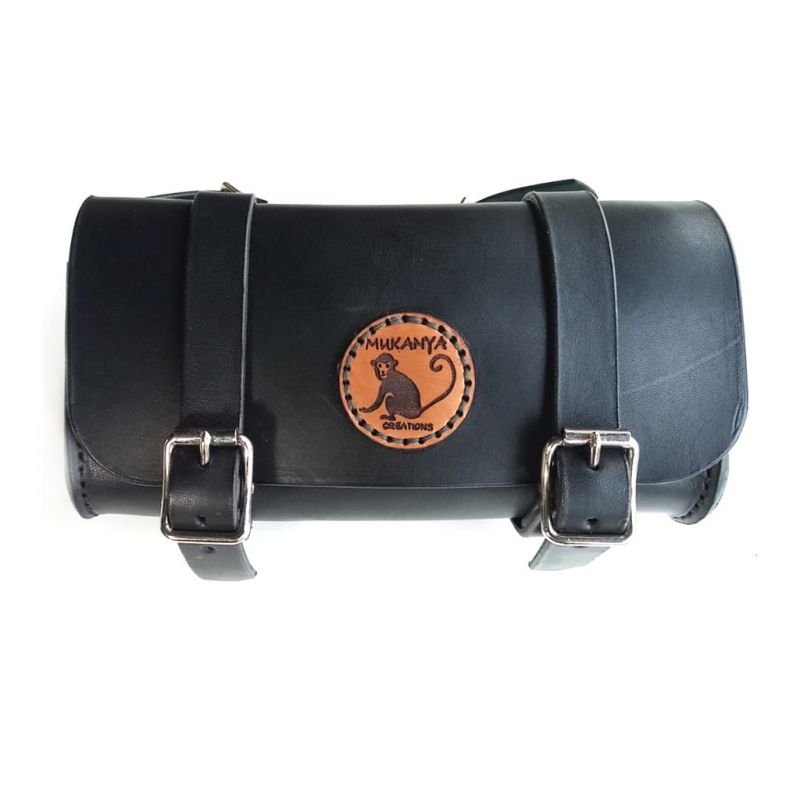Leather Bicycle Saddle Bag - Black