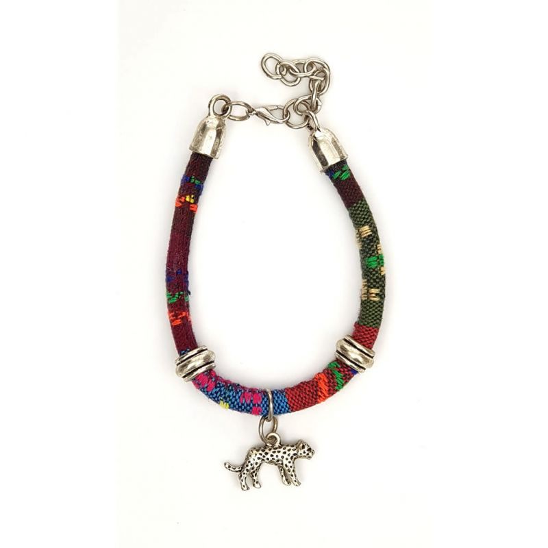 Bracelet - Leopard Charm - Multicolour Fabric
