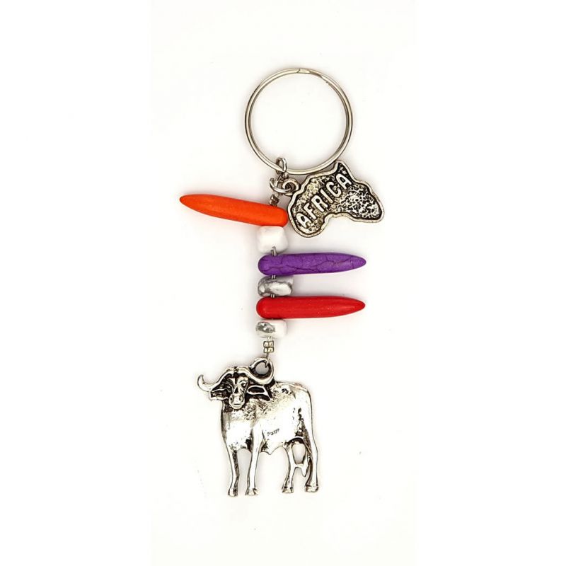 Keyring - Buffalo Charm and Beads