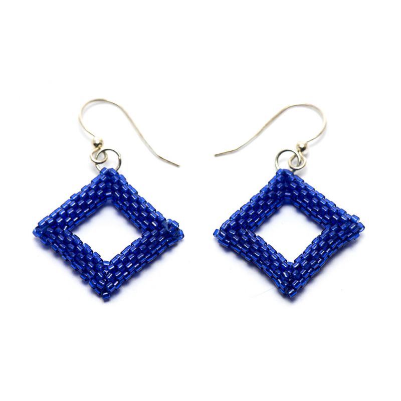 Earrings - Delicas Bead Open Diamond - Blue - Medium