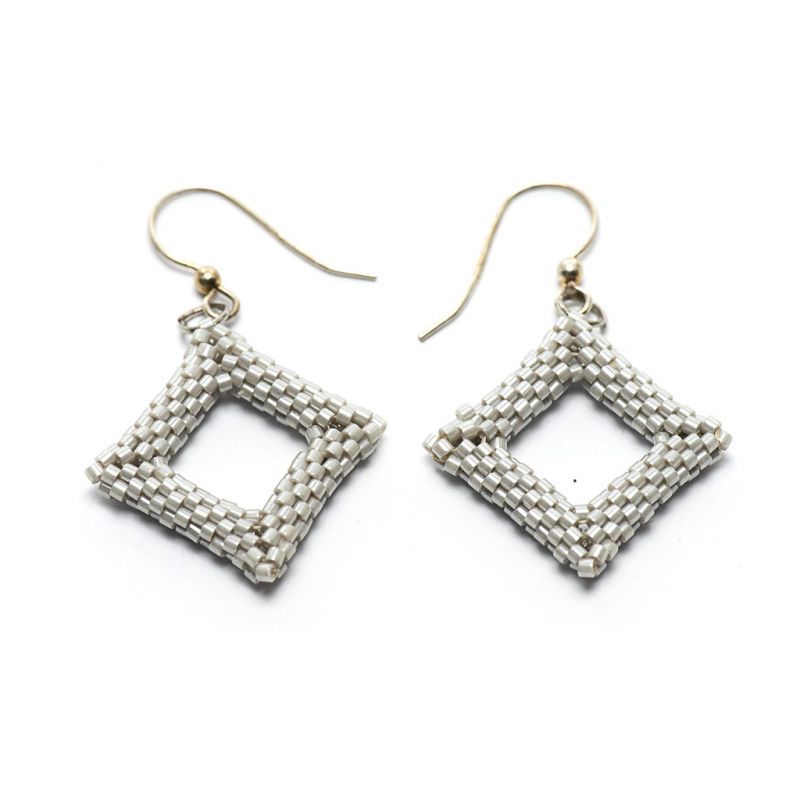 Earrings - Delicas Bead Open Diamond - Silver - Medium