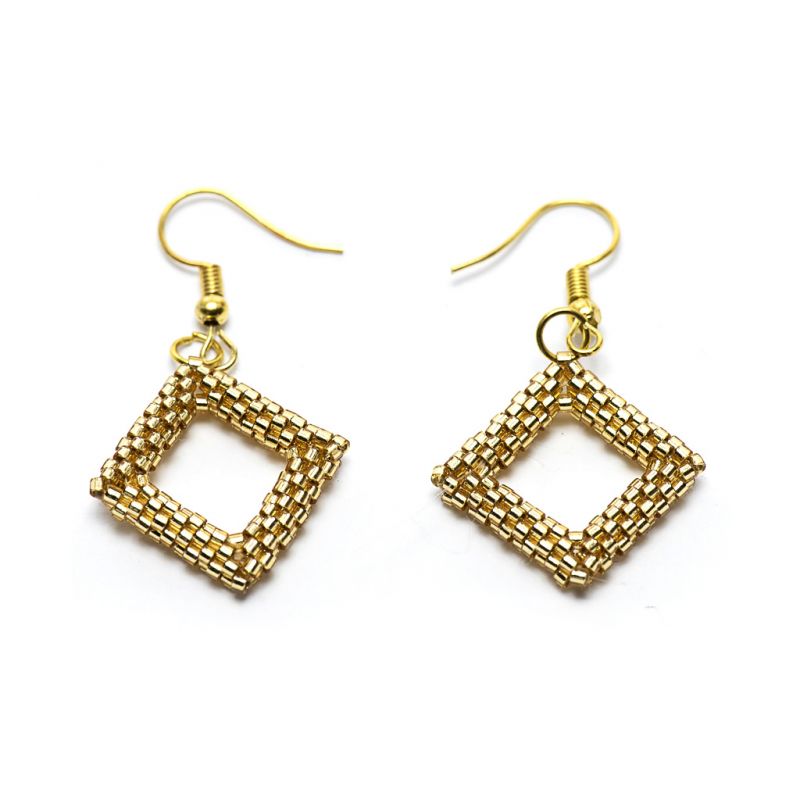 Earrings - Delicas Bead Open Diamond - Gold - Small