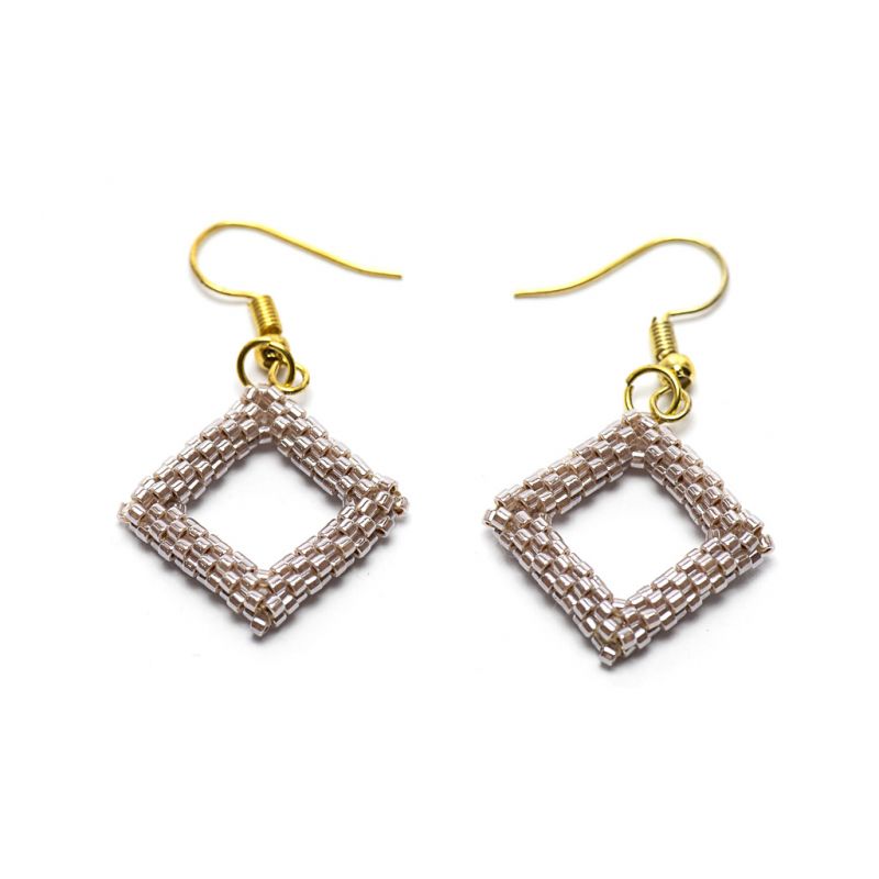 Earrings - Delicas Bead Open Diamond - Silver - Small