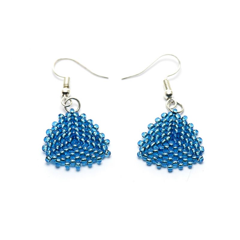 Earrings - Seed Bead Triangles - Turquoise - Small