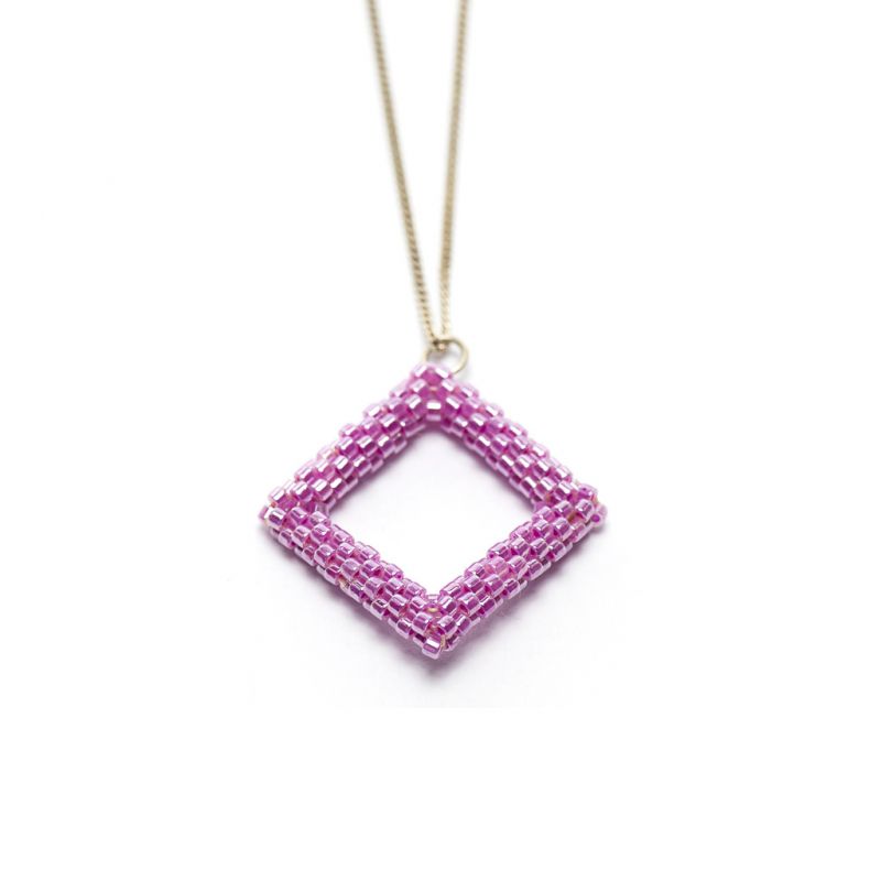 Pendant - Delicas Bead Open Diamond - Pink