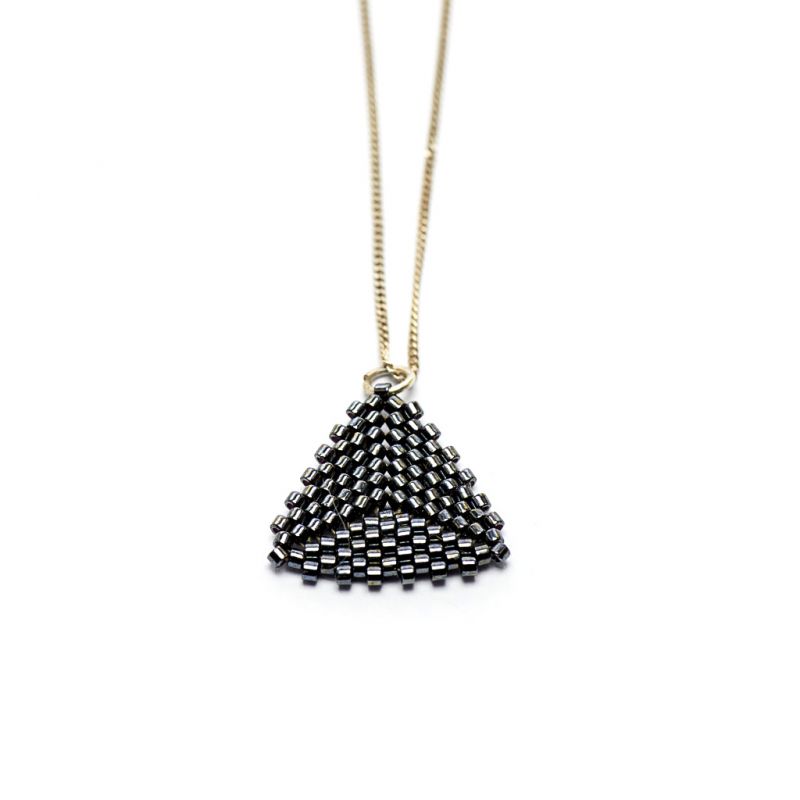 Pendant - Delicas Bead Triangle - Black