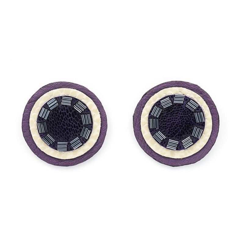 Earrings - Indwe Full Moon Studs - Black Purple