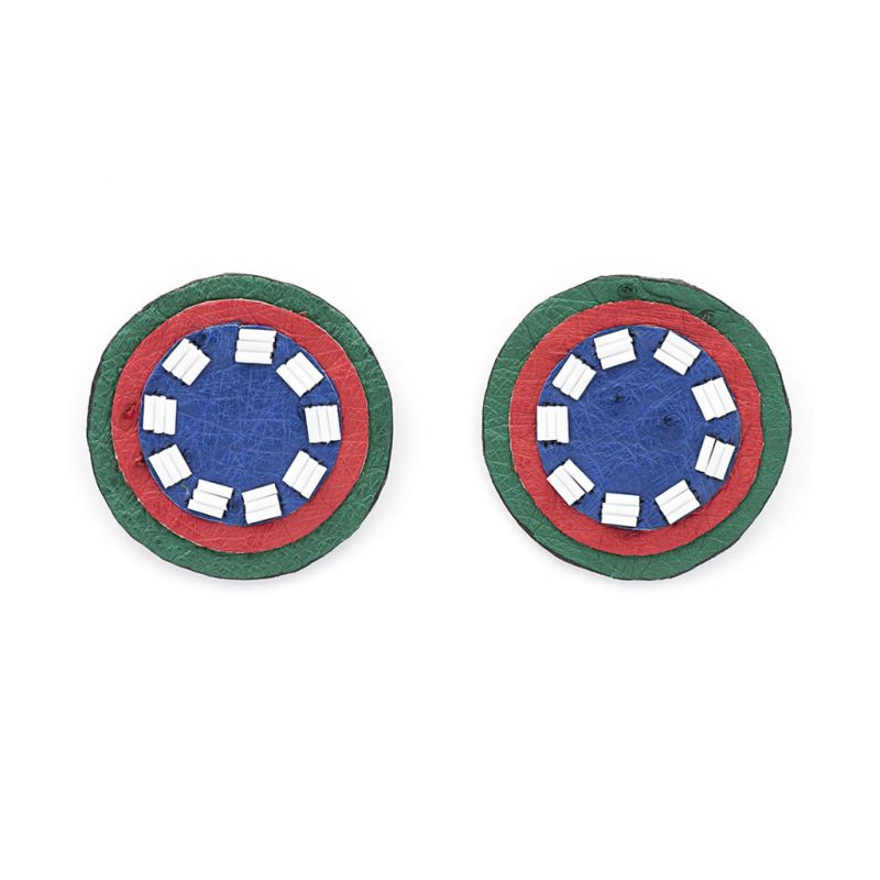 Earrings - Indwe Full Moon Studs - Blue Red